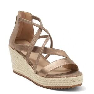 Eileen Fisher Wanda Metallic platform wedge sandal metallic leather Size 8.5